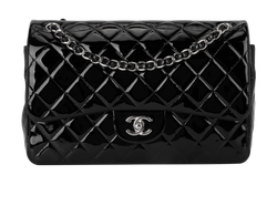 Jumbo Double Classic Flap,Patent,Black,AC/DB/E,18445967,3*